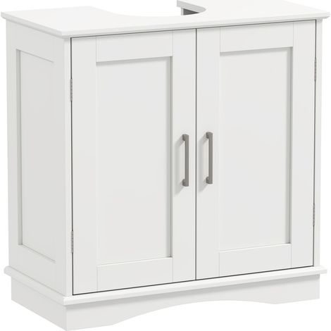 COSTWAY 60 cm Pedestal Sink Bathroom Vanity Cabinet Under Sink Cabinet-White (1/5)
