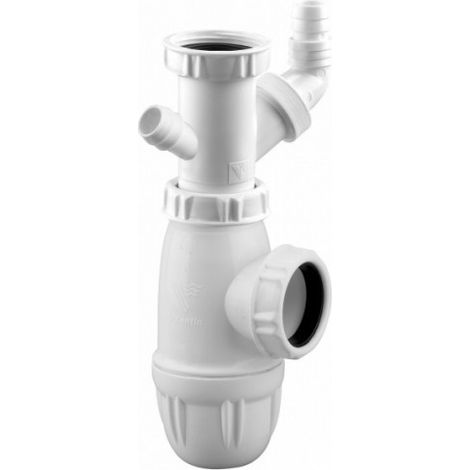 Valentin – Siphon de lavabo avec piquage lave-linge et trop-plein – Culot standard dévissable – Diamètre sortie 40 mm – Entrée 1''1/2 (1/7)