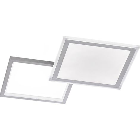 Plafoniera LED con telecomando Plafoniera sala da pranzo dimmerabile CCT, alluminio argento, 36W 2000Lm, LxPxH 51x51x4.5 cm, WOFI 11523 (1/5)