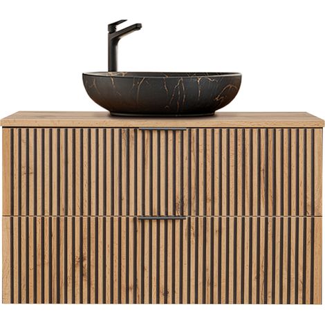 Mueble lavabo individual 100cm Gaia Madera y Negro - Lavabo Negro