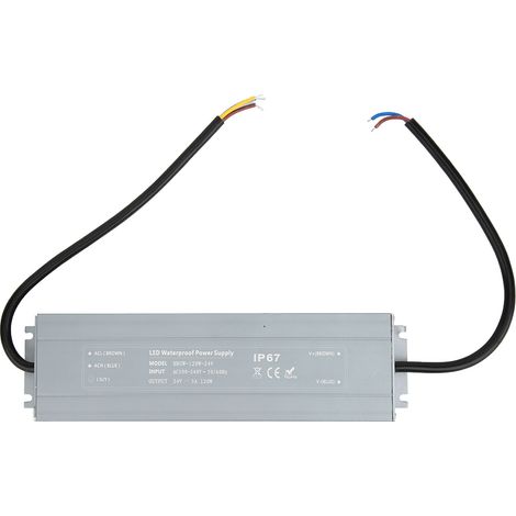 120-W-LED-Treiber, wasserdichtes LED-Netzteil mit IP67-wasserdichtem Netzschalter, LED-Adapter, 100–240 V AC auf 24 V DC Niederspannungstransformator für LED-Leuchten
