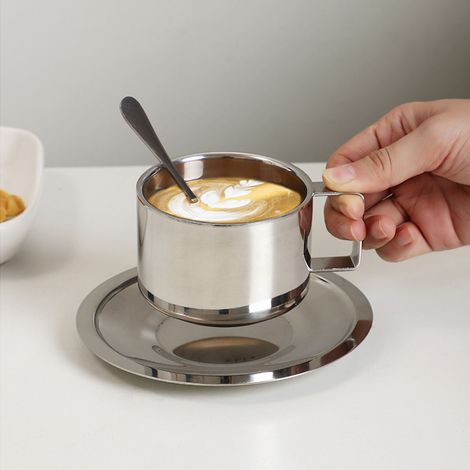 Set aus doppelwandigen, isolierten Edelstahl-Kaffeebechern im europäischen Stil, 200 ml (1/5)
