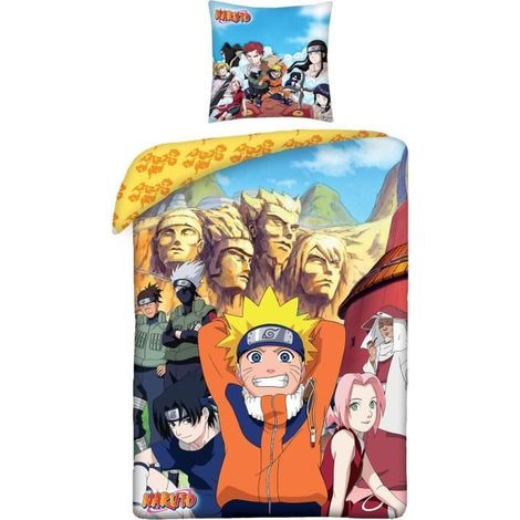 Set di biancheria da letto - NARUTO - Konoha - Microfibra - 1 copripiumino 140 x 200 cm + 1 federa 63 x 63 cm (1/2)