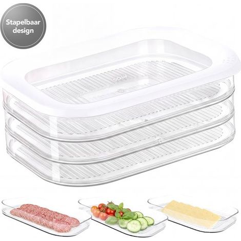 SOLV Boîtes à viande empilables - Boîte fraîcheur à 5 niveaux - Boîte à viande - Boîte à fromage - Organisateur de réfrigérateur - Boîtes à sandwichs - Hermétiques et hermétiques - Boîtes de conservat (1/5)