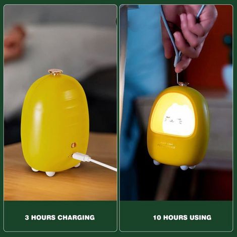 Veilleuse pour enfant, jolie veilleuse pour enfant, lampe de chevet pour enfant, chaton jaune (1/5)