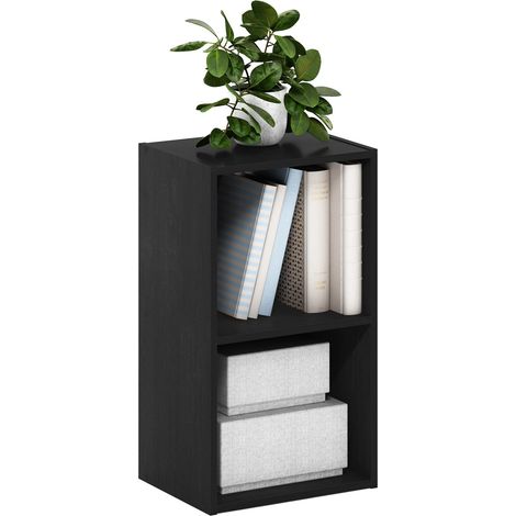 Étagère ouverte à 2 niveaux, Bois Noir, 2-Tier Cube (1/5)