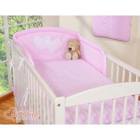 Juego de ropa de cama de 2 piezas 120x90 - Corazones, lunares blancos sobre fondo rosa (1/4)