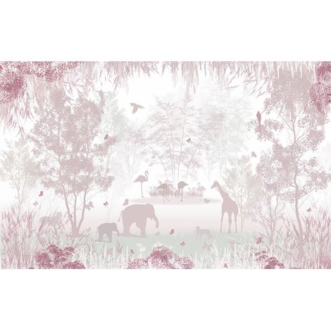 Papier peint panoramique Enfants - Animaux de la Jungle - 130 cm x 81 cm (1/2)