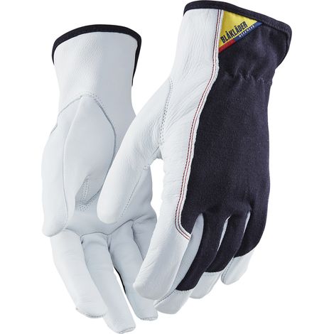 Lot de 12 paires - Gants de travail en cuir/coton - Marine foncé/Blanc 7
