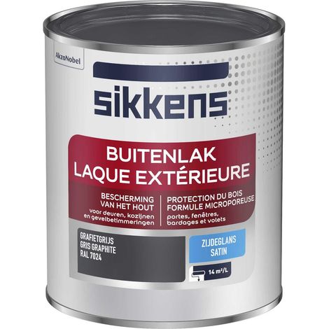 Sikkens - Peinture Laque Extérieure Bois et Fer - Finition tendue, sous-couche intégrée, facile à appliquer - Satin Gris Graphite 0,75 L
