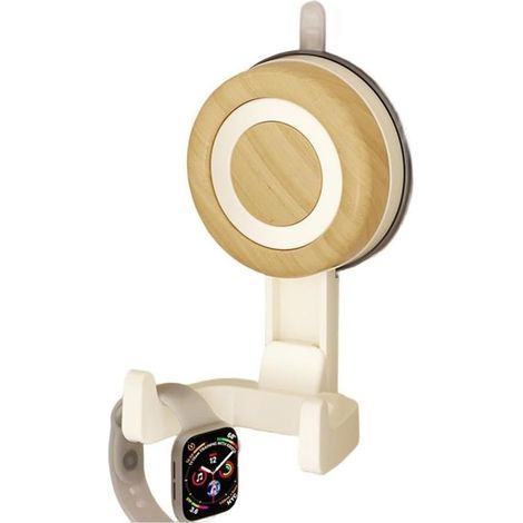 2pcs Swivel Shower Hook with Strong Suction Cup Bathroom Hook with Wood Grain Texture White wood grain color (1/5)