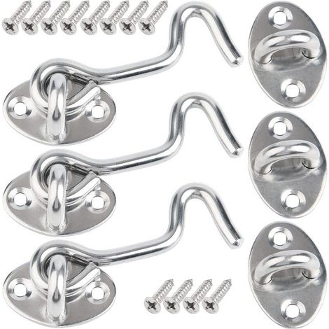 (3 Pcs) 7.5cm Loquet Porte Exterieur,Crochet Cabine en Acier Inoxydable,Verrou de Porte Interieure Avec Vis de Montage (1/5)