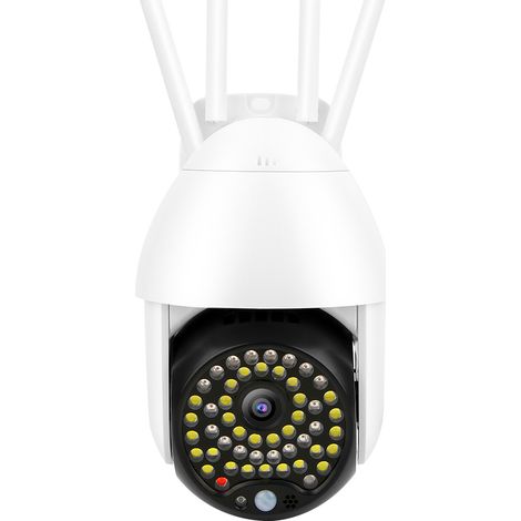 Caméra PTZ Wifi 1080p avec 50 LED, IP66, vision nocturne couleur, suivi intelligent, alarme et système de vidéosurveillance pour la sécurité de votre domicile. Prise 100-240 V. (1/5)