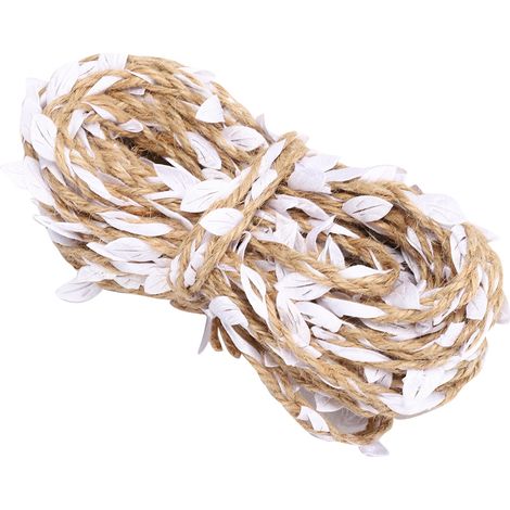 Guirlande de feuillage artificiel blanc 10m/32,8ft, fausse vigne décorative DIY pour mariage, jardin, fête, maison, feuilles synthétiques. (1/5)