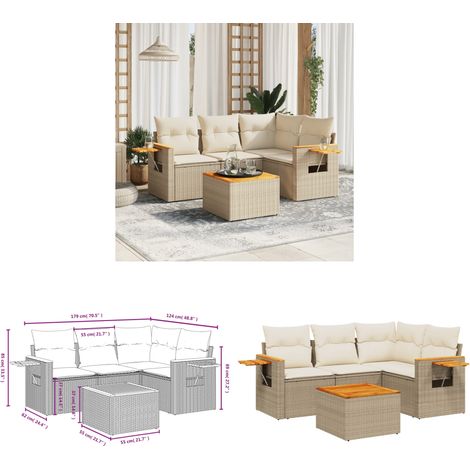 Salon de jardin avec coussins 5 pcs beige résine tressée - Salon De Jardin - Canapé Extérieur - Mobilier De Jardin - Set Salon De Jardin - Résine Tressée - Home & Living (1/3)
