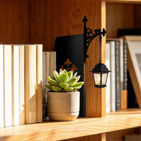 Lot de 2 lanternes de bibliothèque décoratives, veilleuse LED blanc chaud, lampe miniature pour étagère, lampe de bibliothèque vintage, lampe de lecture suspendue miniature (1/5)