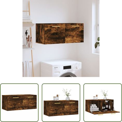 Holzwerkstoff - Wandschrank Räuchereiche 80x36,5x35 cm Holzwerkstoff (1/5)