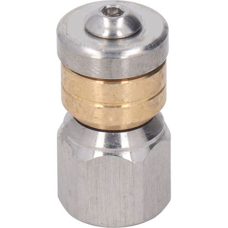 Kompakte Mini-Abflussdüse aus Edelstahl und Messing für Heiß- und Kaltwasser, 5000 PSI, G1/4-Zoll-Innengewinde (1/5)