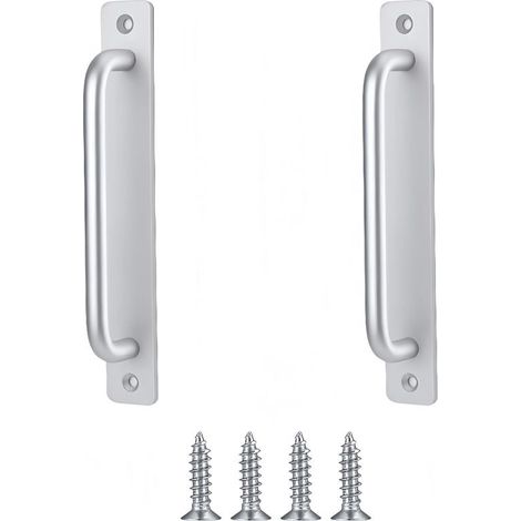 Poignée de porte coulissante en aluminium 180 mm argentée lot de 2 poignées de meuble anti rouille pour armoire tiroir garage intérieur extérieur (1/5)