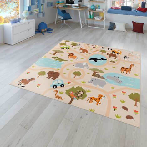 Tapis enfant antidérapant pour chambre garçon/fille, motif route 200 cm x 200 cm x 4 mm, Quadrat, Mehrfarbig (1/5)