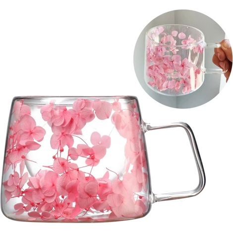 Tazza termica ECARLA con doppio fondo e ortensia all'interno Rosa SZK74 180ml (1/3)