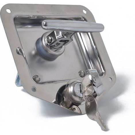 Sollbry Cerradura de viaje de acero inoxidable en forma de T para remolque de RV, antirrobo, con manija para caja de herramientas, para caravana, camión, campamento, autocaravana, coche patrulla (12,1 (1/5)