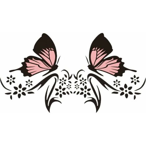 Autocollants de Fleurs de Papillon de Voiture, 2PCS(rose) Autocollants de Voiture Étanche Phare Scratch Decal Accessoires de Voiture pour Ordinateurs Planches à Roulettes Valises Murs,Noir Rose (1/5)