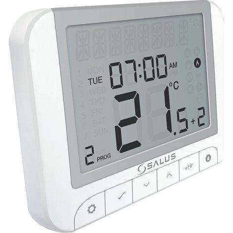 Thermostat numérique programmable RT520 – Gestion de chauffage connecté – Grand écran LCD rétroéclairé – Auto-apprentissage – Plage 5°C à 33,5°C – Salus