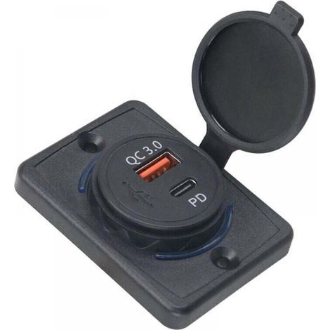 Adattatore di carica per presa di corrente, caricabatterie da auto con porte USB C e USB 12v-24v (1/4)