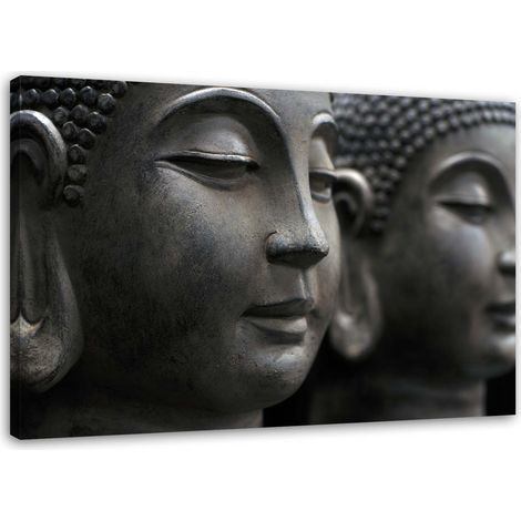 Quadro su tela, Buddha Zen Wellnes Spa Grigio - 90x60 (1/5)