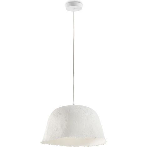 Lampe de plafond artisanale en papier mâché blanc (1/2)