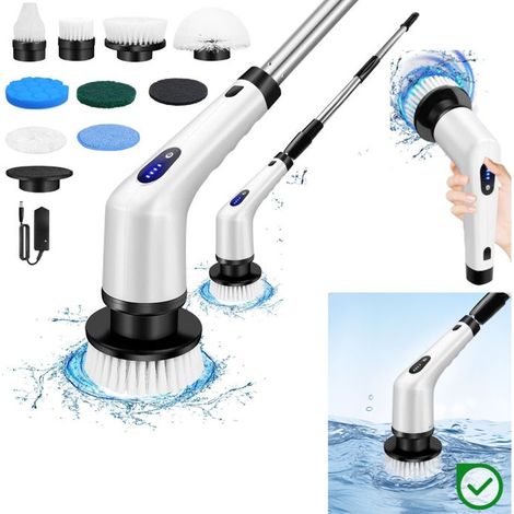 Electric Cleaning Brush - DAYPLUS - 3.7V 1500mAh - 10 accessories - Extendable handle 132 cm