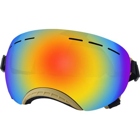 Occhiali da sole per proteggere gli occhi: montatura color kaki, lenti rosse.