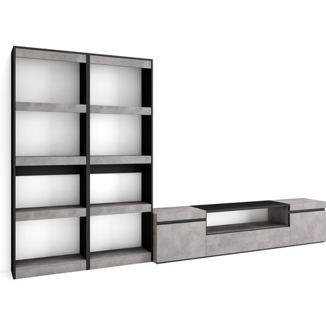Skraut Home - Mobile Soggiorno TV, Parete Attrezzata Soggiorno, 320x186x35cm, Per TV fino a 80", Set di mobili, Stile moderno, Grigio Cemento (1/5)