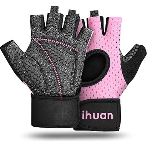 Gants D'Entrainement - Sans Doigts - Support De Poignet - Protection De La Paume - Prise Renforcée - Pour Musculation Légère Cross Training Rameur Tirage - Par Paire (1/3)