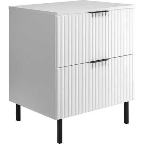 Waschtischunterschrank 60 cm - Weiß - Modernes Design - gerippte Fronten und Soft Close