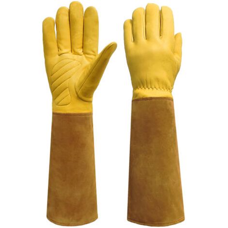 Gants de protection, gants de jardinage, résistants aux perforations et aux coupures - longueur 45, largeur 12,5 cm - marron (1/4)