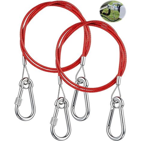 Câble de Sécurité en Acier Inoxydable 304 Rouge avec 2 Mousquetons pour Remorque et Caravane,Câble Rupture Durable Anti-Rayures pour Sécurité Camping-Car et Attelage (1/5)