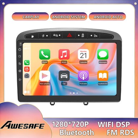 AWESAFE Autoradio Android 13 per Peugeot 308 / 408 (2007-2013) 4GB+64GB 9'' Schermo Touch GPS Android Auto WiFi Grigio (1/5)
