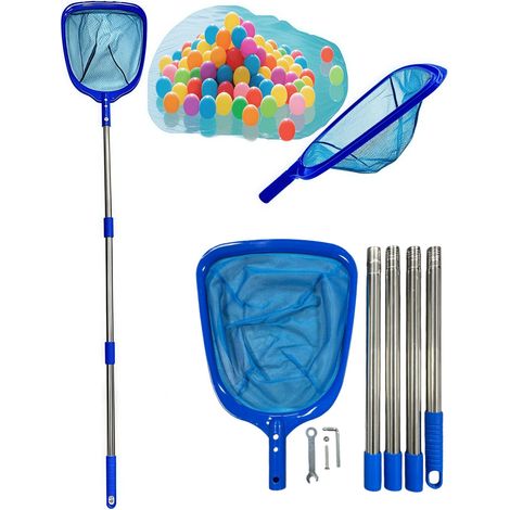 Épuisette Piscine - Manche Télescopique 185cm, 4 Sections, Filet Grande Capacité, Nettoyage Piscine/Bassin