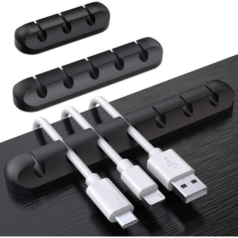 Range-câbles de bureau, lot de 3, organisateur de câbles, gestion des câbles, rangement pour câbles de chargeur USB/souris/casque/PC (1/5)