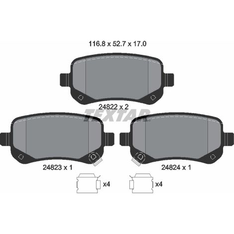 Kit de plaquettes de frein, frein à disque Textar 2482201 CHRYSLER 00K68159138AA