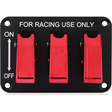 12V 3-Gruppen-Schalterpanel (rot) für Rennwagen (1/5)
