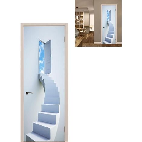 Porte Photo Escalier en Spirale weiß Autocollant 3D pour Cuisine - Décoration Murale Amovible 77x200cm