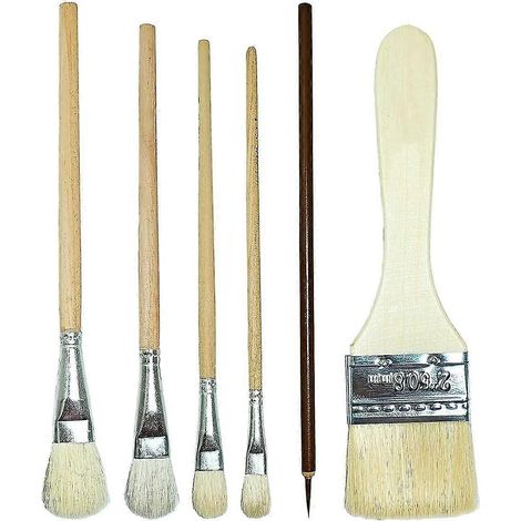 Lot de 6 pinceaux pour peinture, glaçure pour poterie, pinceaux en laine pour aquarelle, outils de poterie adaptés aux étudiants et aux adultes (1/5)