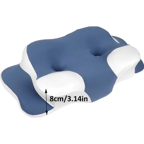 Oreiller Orthopédique, Design Contour, Mousse à Mémoire Haute Densité, BLEU CIEL (1/2)