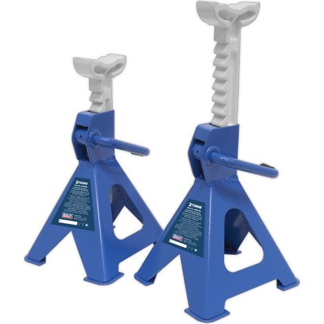 Sealey VS2002BL Ratchet Type Axle Stands (Pair) 2 Tonne Capacity per Stand - Blue