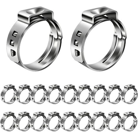 20 PCS Collier de Serrage Réglables, Collier de Serrage Inox, Tuyau Clips, 304 Collier Serrage Métallique, Collier de durite Pour Tuyau Home Gaz Famille Tuyau D'eau Câble, Robinet (1/5)