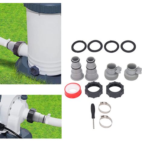 Intex Fit ARU Ersatzschlauchadapter-Set für Pumpen mit Gewindeanschluss, Ersatz-Schlauchadapter mit Gewindeschelle für Filterpumpen, Chlorgeneratoren und Salzanlagen mit Gewindeschlauchanschlüssen. (1/5)