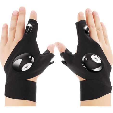 Paar 2 LED-Taschenlampen-Handschuhe, Outdoor-Angelhandschuhe und Schraubendreher für Reparaturen und Arbeiten an dunklen Orten, Werkzeug-Gadgets, Geschenke für Männer/Frauen für Heimwerker (1/5)
